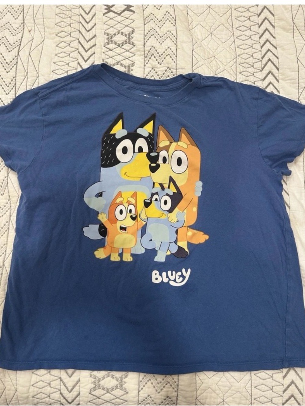 Blue Cartoon Family Graphic Tee -